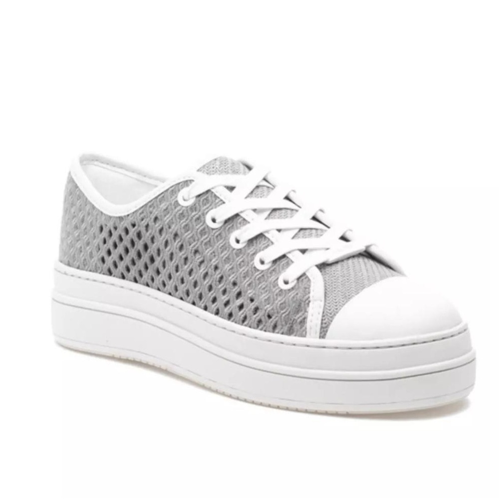 J/SLIDES Natasha Crochet Knit Lace Up Platform Sneaker - NWT